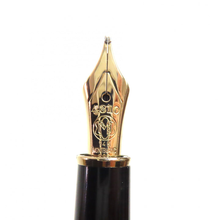 Great MONTBLANC fountain pen Meisterstck Classic white star Black gold 14K mens