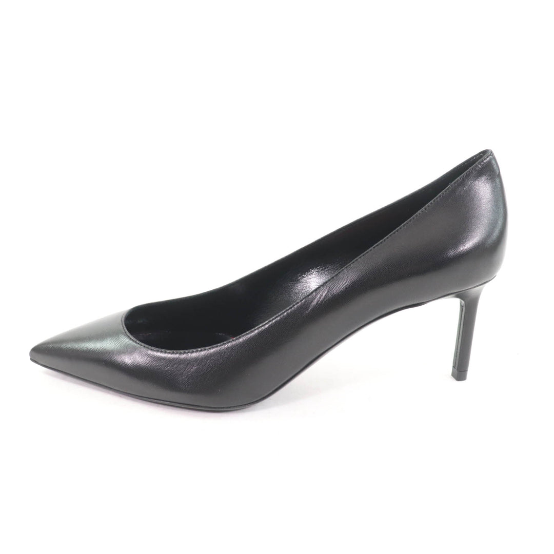 Pristine SAINT LAURENT PARIS pumps pointed toe stiletto heels black leather 37.5