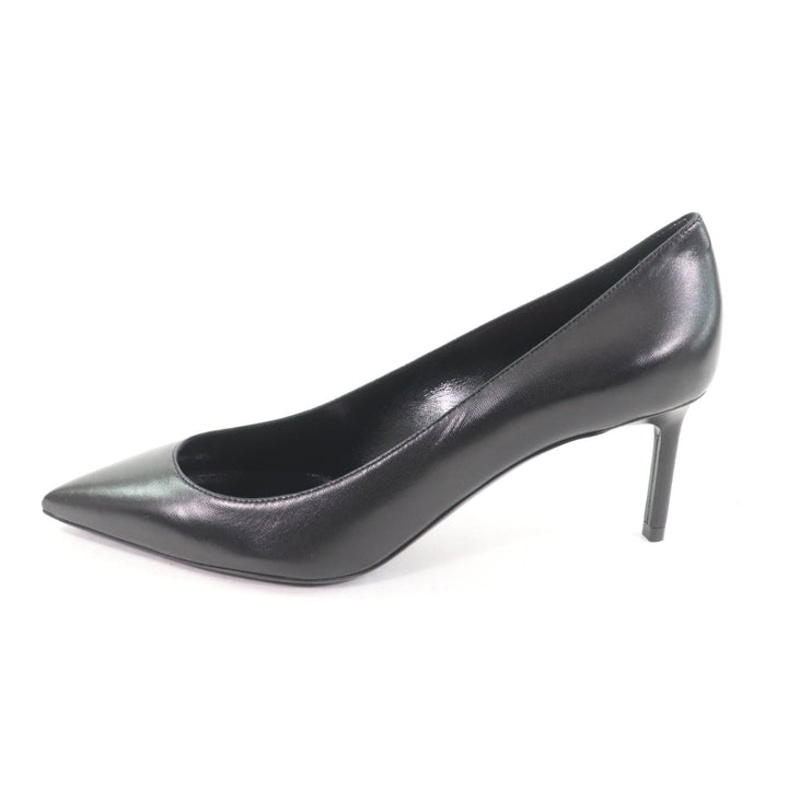 Pristine SAINT LAURENT PARIS pumps pointed toe stiletto heels black leather 37.5