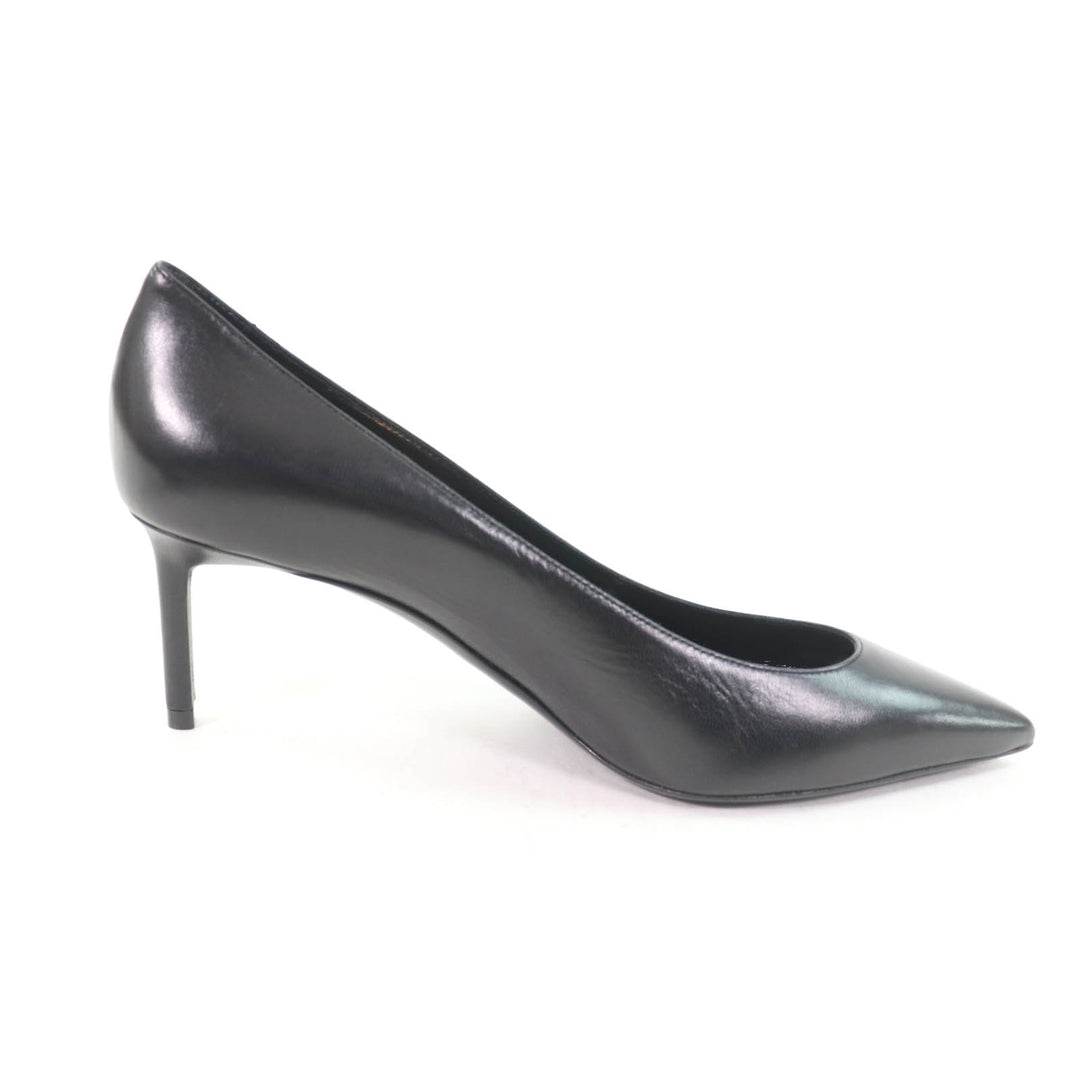 Pristine SAINT LAURENT PARIS pumps pointed toe stiletto heels black leather 37.5