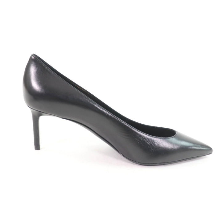 Pristine SAINT LAURENT PARIS pumps pointed toe stiletto heels black leather 37.5