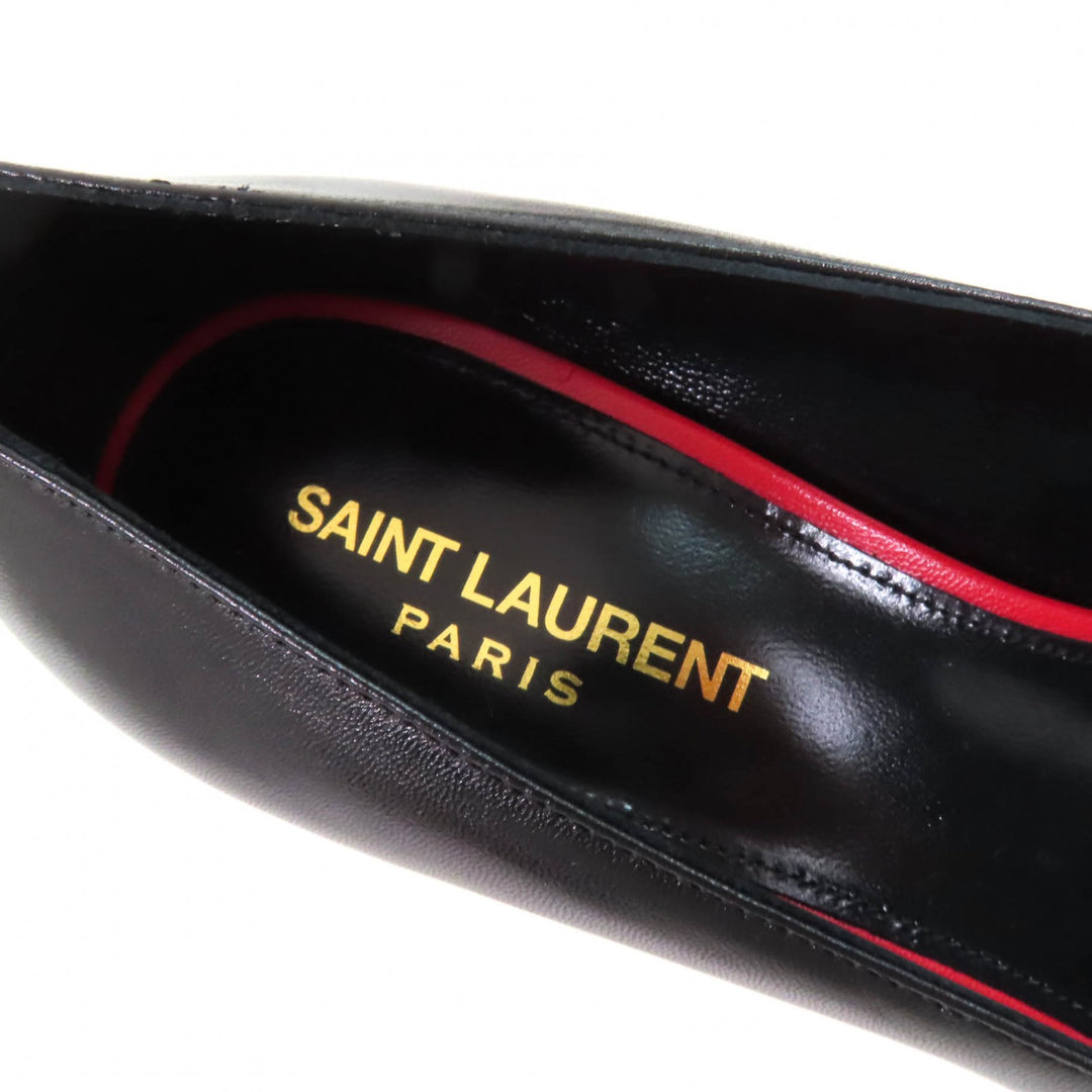 Pristine SAINT LAURENT PARIS pumps pointed toe stiletto heels black leather 37.5