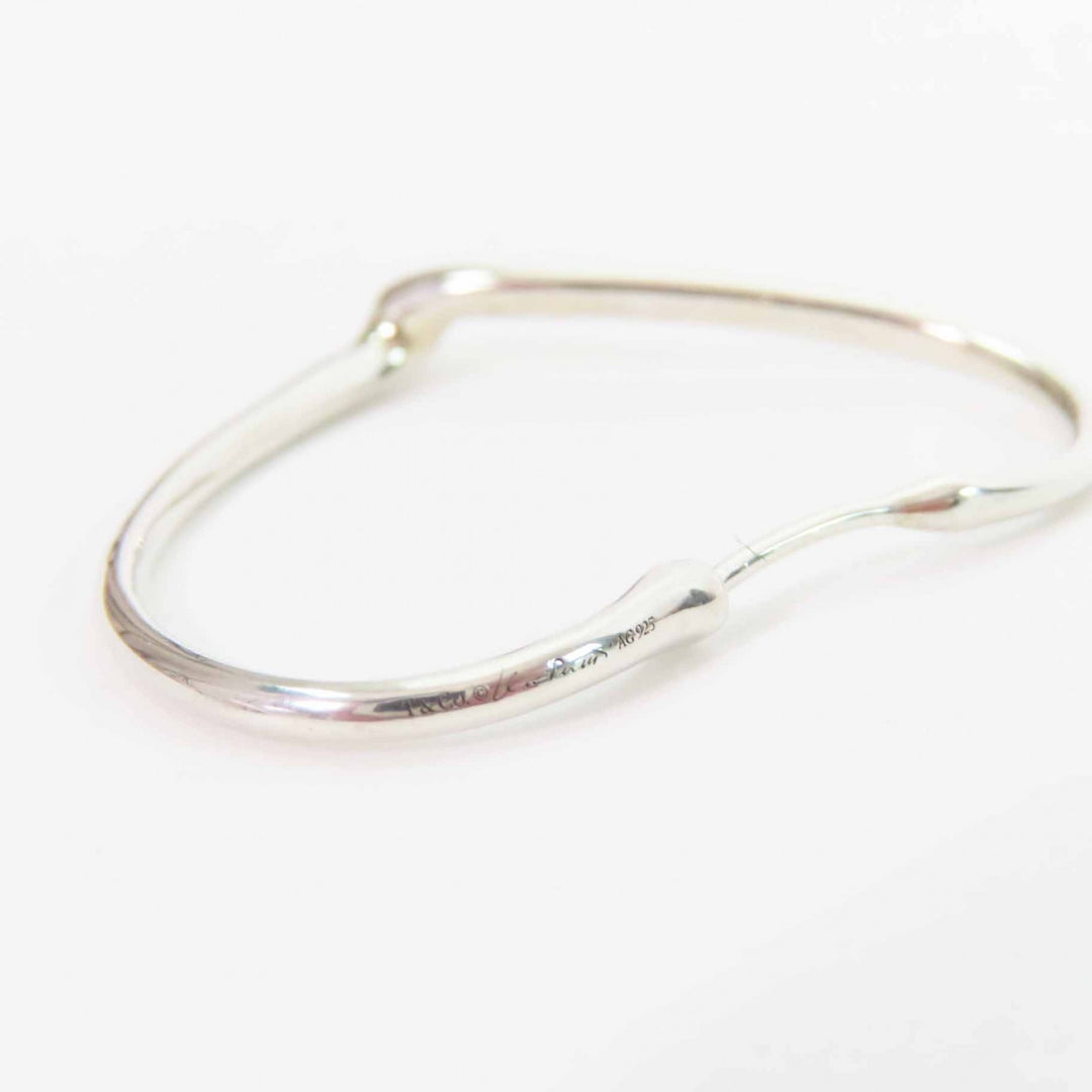 Excellent TIFFANY&Co. Pierce Open Heart Hoop Earrings Silver AG925 Women