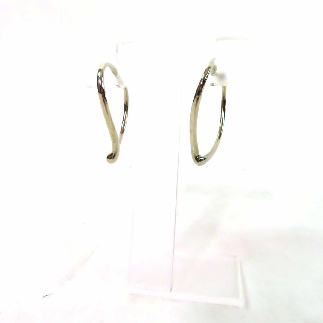 Excellent TIFFANY&Co. Pierce Open Heart Hoop Earrings Silver AG925 Women