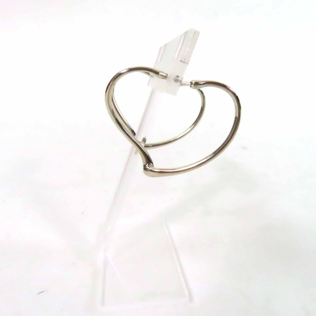 Excellent TIFFANY&Co. Pierce Open Heart Hoop Earrings Silver AG925 Women