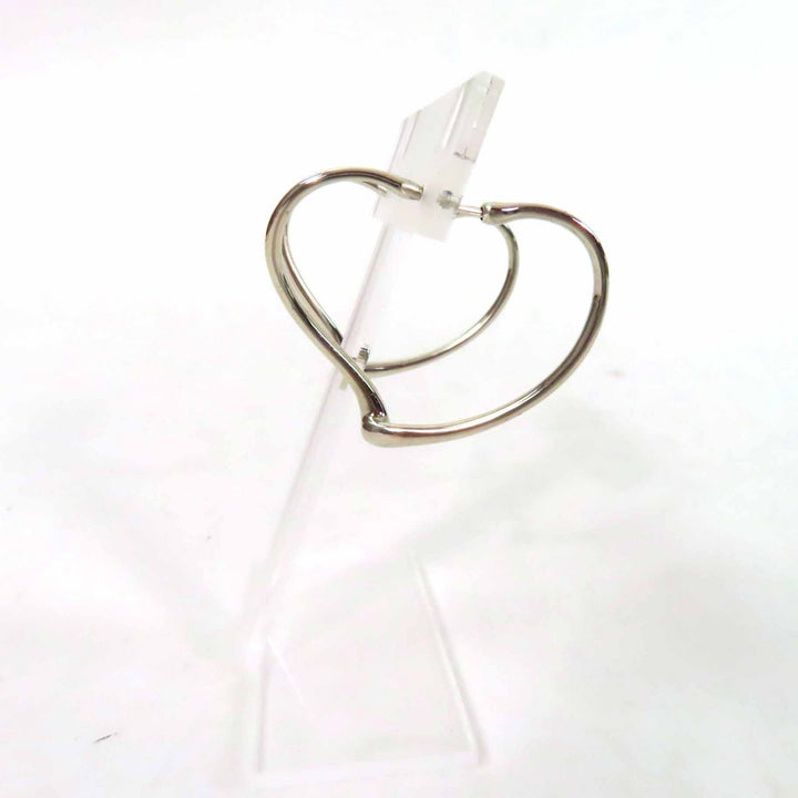 Excellent TIFFANY&Co. Pierce Open Heart Hoop Earrings Silver AG925 Women