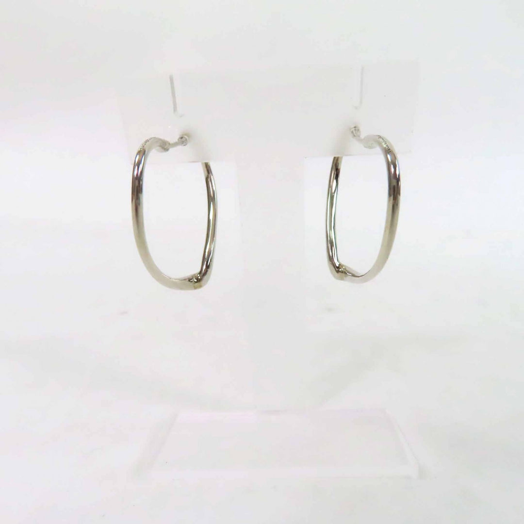 Excellent TIFFANY&Co. Pierce Open Heart Hoop Earrings Silver AG925 Women