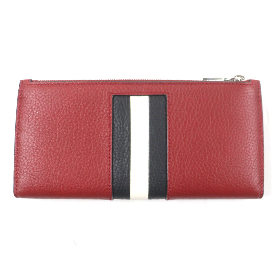 Pristine BALLY Purse TILL.TSP Logo engraved striped leather long wallet Bifold Wallet