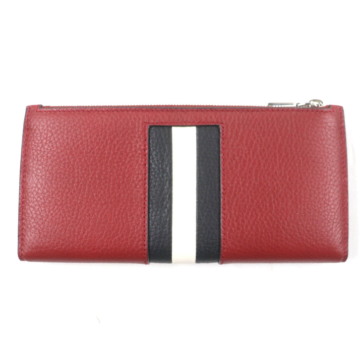 Pristine BALLY Purse TILL.TSP Logo engraved striped leather long wallet Bifold Wallet