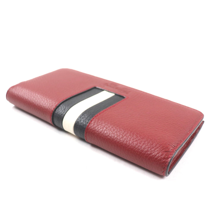 Pristine BALLY Purse TILL.TSP Logo engraved striped leather long wallet Bifold Wallet