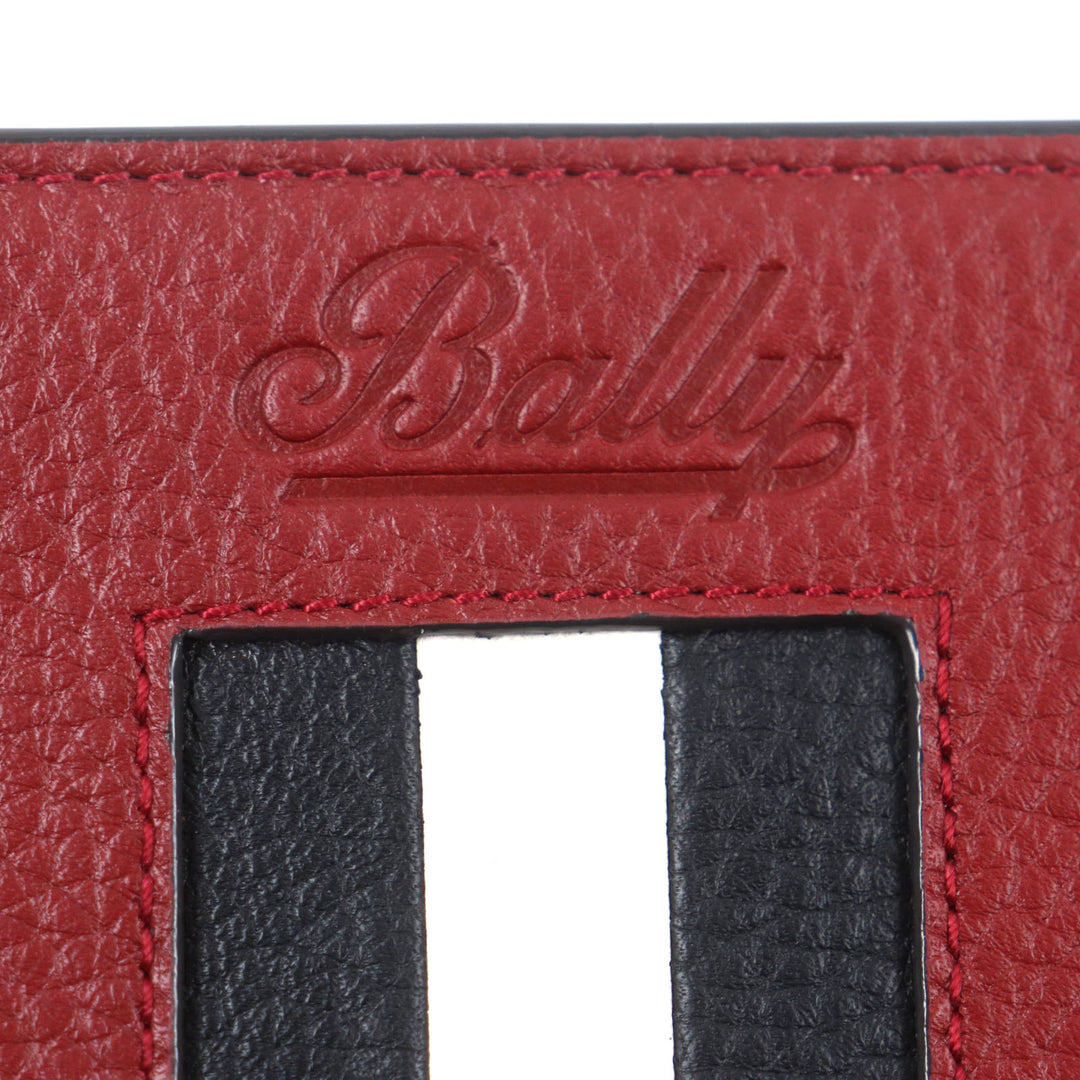 Pristine BALLY Purse TILL.TSP Logo engraved striped leather long wallet Bifold Wallet