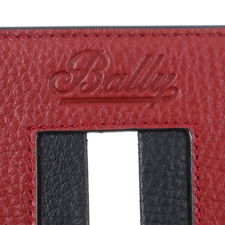 Pristine BALLY Purse TILL.TSP Logo engraved striped leather long wallet Bifold Wallet