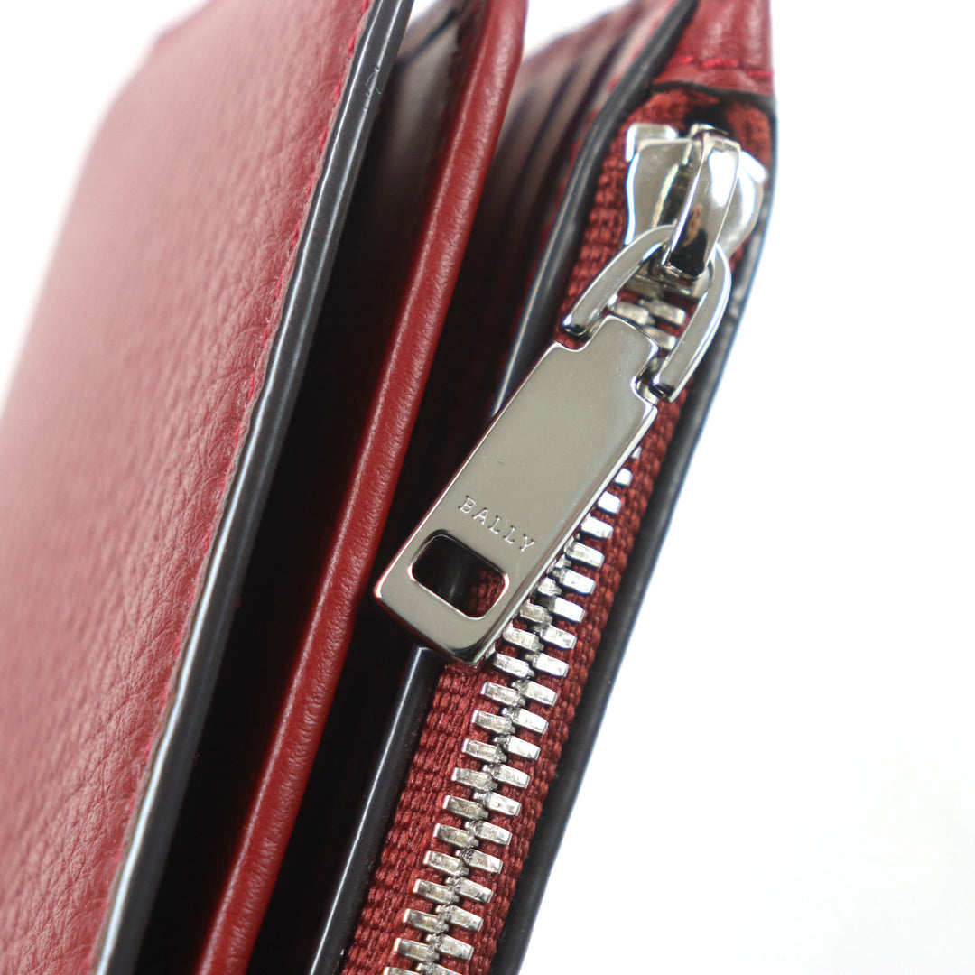 Pristine BALLY Purse TILL.TSP Logo engraved striped leather long wallet Bifold Wallet