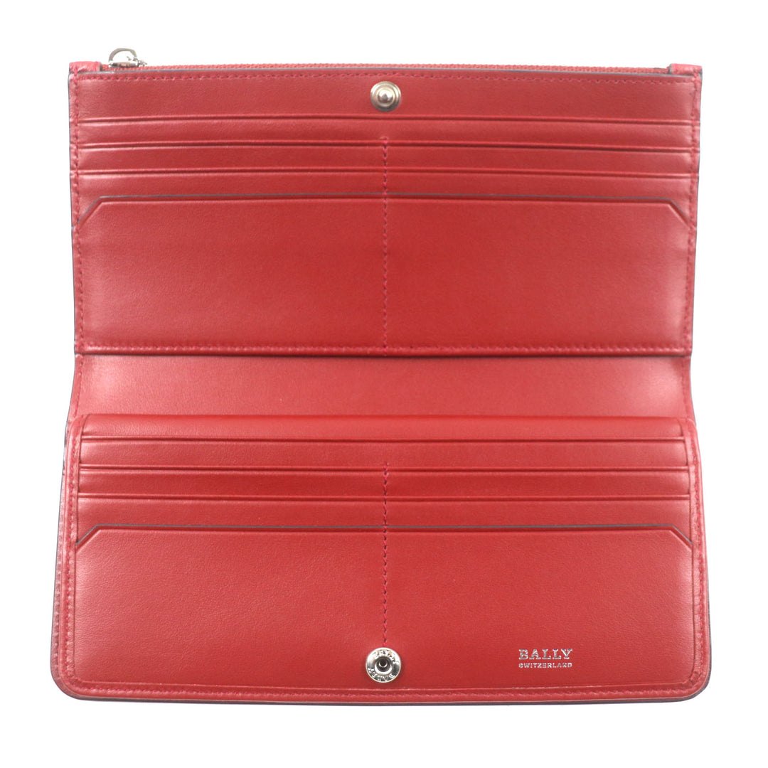 Pristine BALLY Purse TILL.TSP Logo engraved striped leather long wallet Bifold Wallet