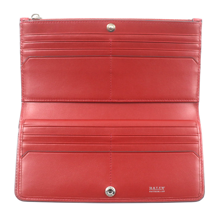 Pristine BALLY Purse TILL.TSP Logo engraved striped leather long wallet Bifold Wallet
