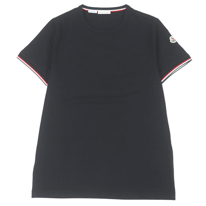 Great MONCLER Short sleeve T-shirt Slim Fit Tricolor Logo Patch black cotton
