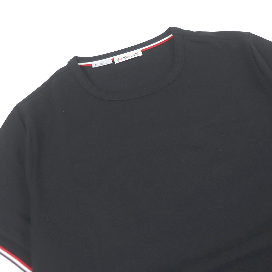 Great MONCLER Short sleeve T-shirt Slim Fit Tricolor Logo Patch black cotton