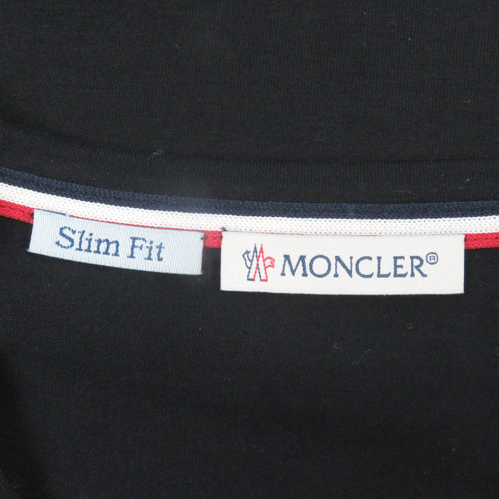 Great MONCLER Short sleeve T-shirt Slim Fit Tricolor Logo Patch black cotton