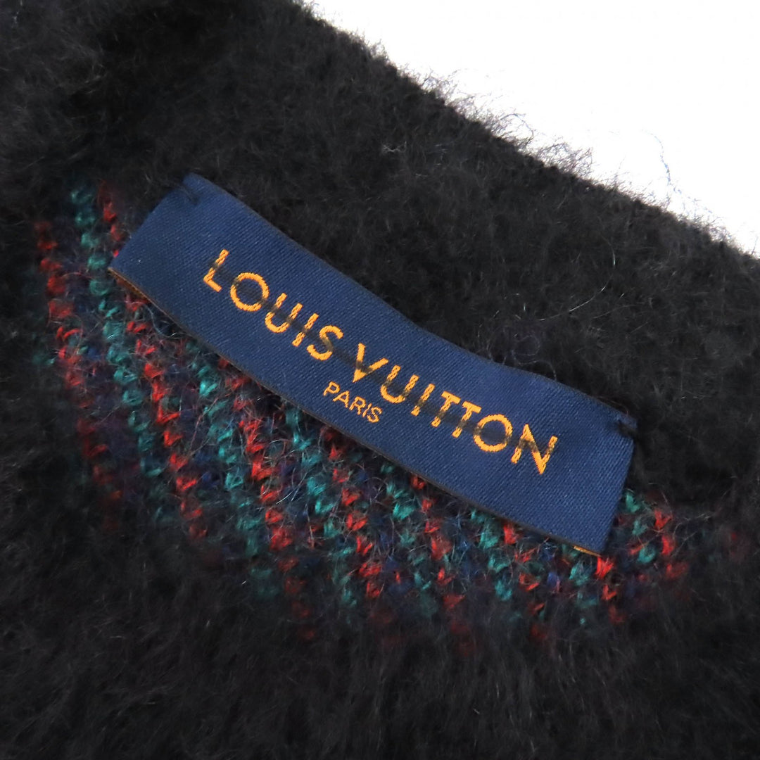 Excellent LOUIS VUITTON knit LV circle logo Metal Black multicolor mohair mens