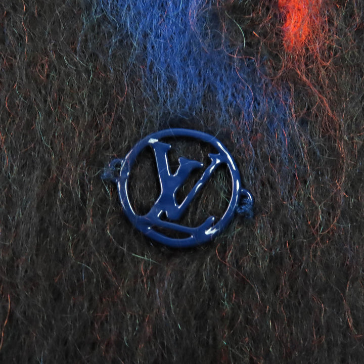 Excellent LOUIS VUITTON knit LV circle logo Metal Black multicolor mohair mens