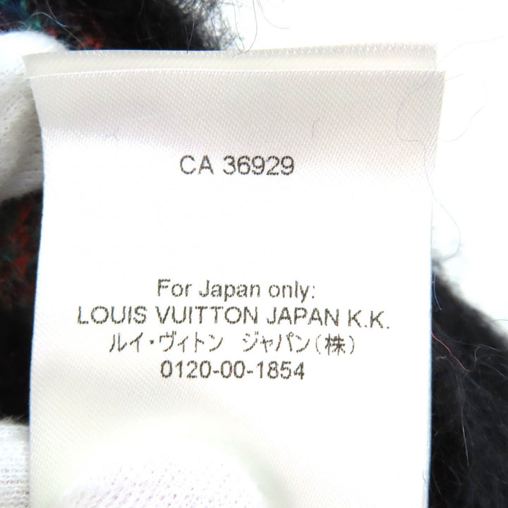 Excellent LOUIS VUITTON knit LV circle logo Metal Black multicolor mohair mens M