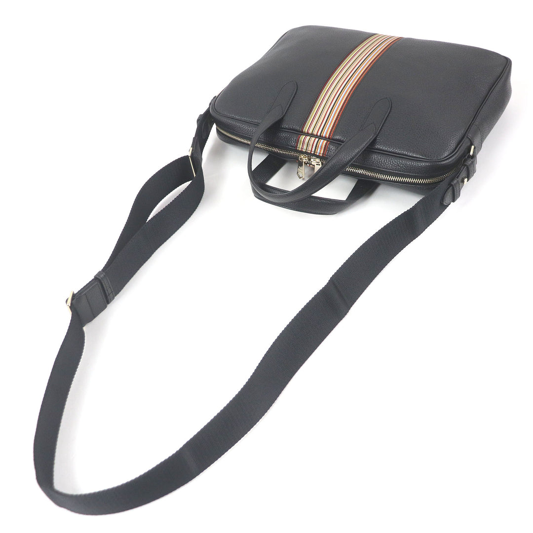 Pristine Paul Smith Briefcase PORTFOLIO Multi-stripe 2WAY black leather mens 5538 A40009