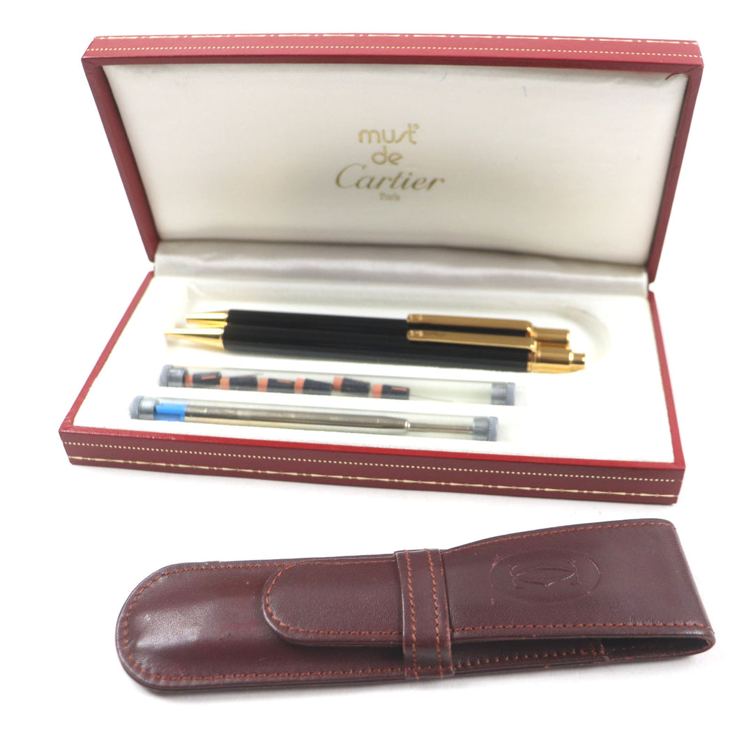 Great Cartier Must de Cartier Twist-style pencil and ballpoint pen, set of 2