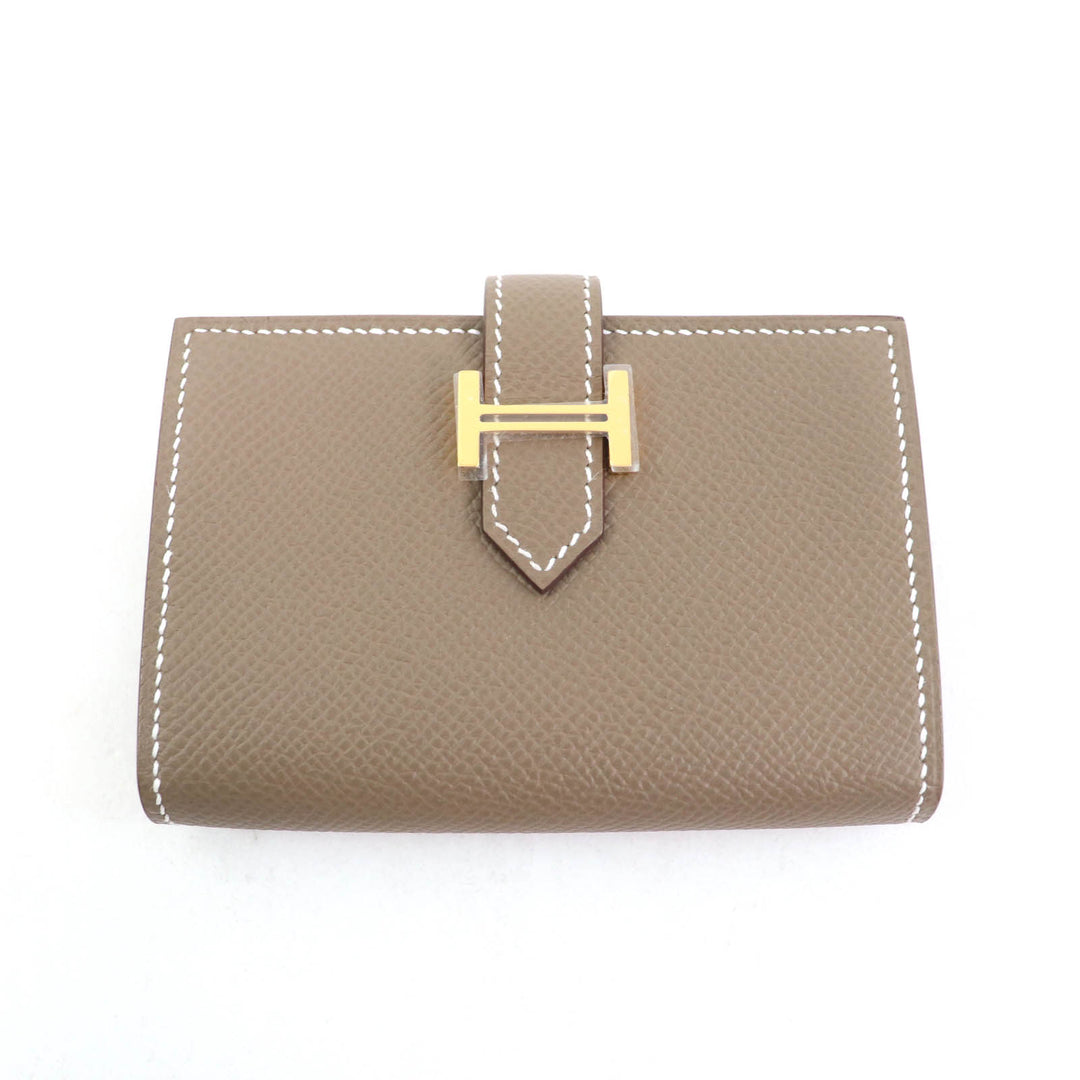 Pristine HERMES Card Case Bearn Mini Epsom Leather Women