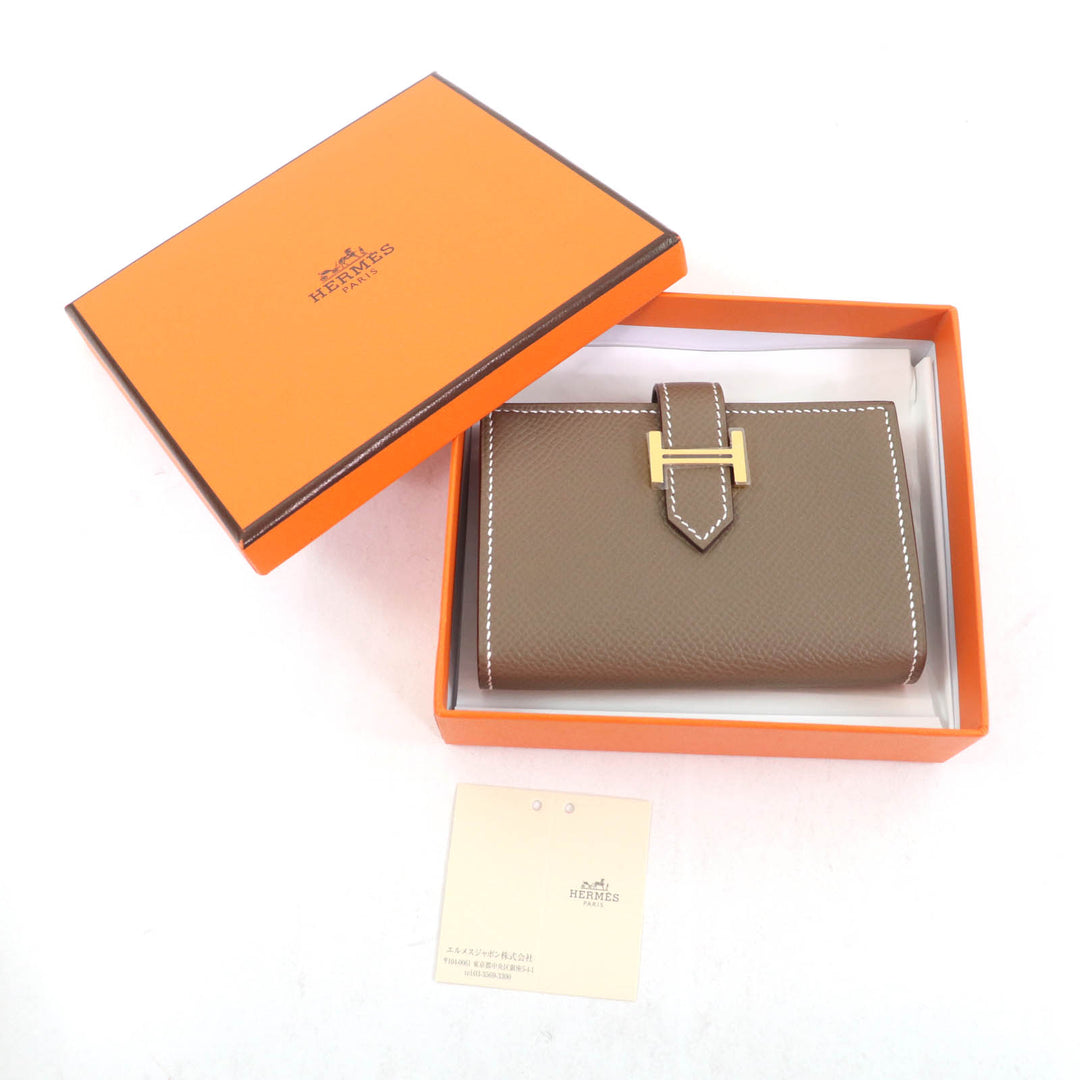 Pristine HERMES Card Case Bearn Mini Epsom Leather Women