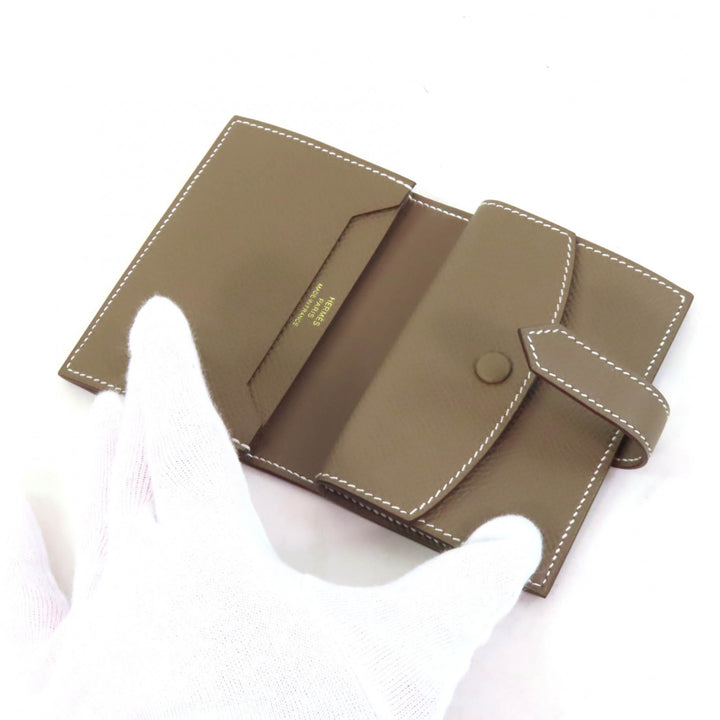 Pristine HERMES Card Case Bearn Mini Epsom Leather Women