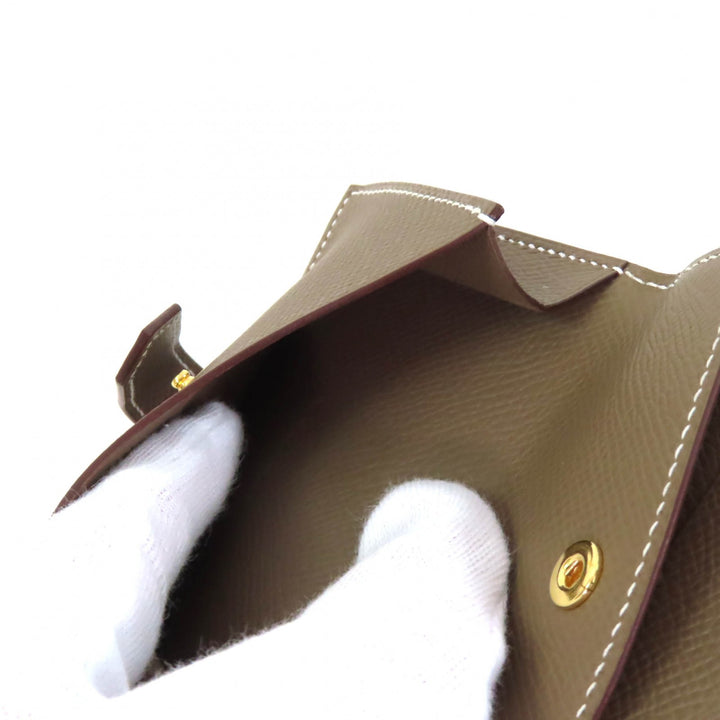 Pristine HERMES Card Case Bearn Mini Epsom Leather Women