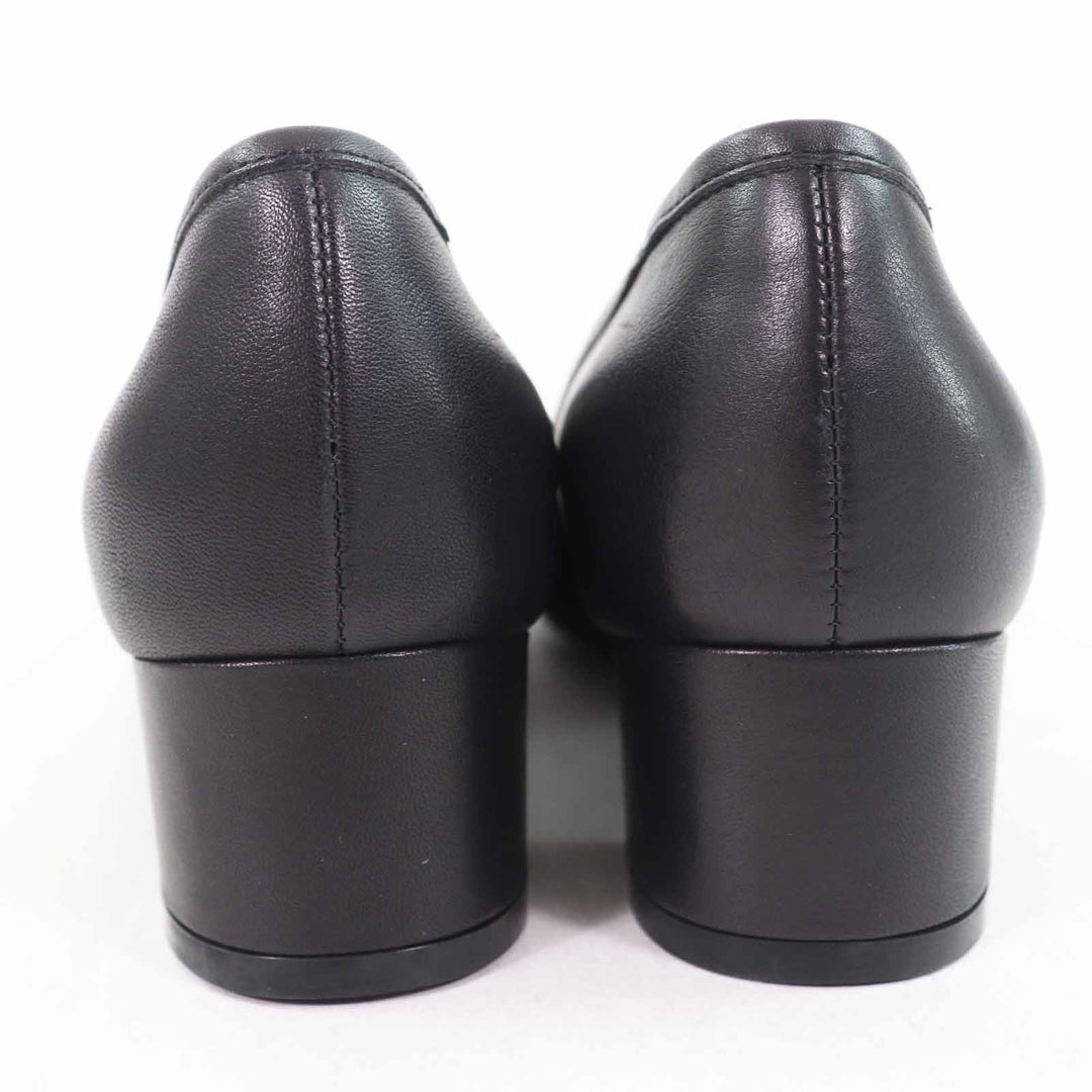 Excellent Salvatore Ferragamo pumps Gancini quilted chunky heel black leather