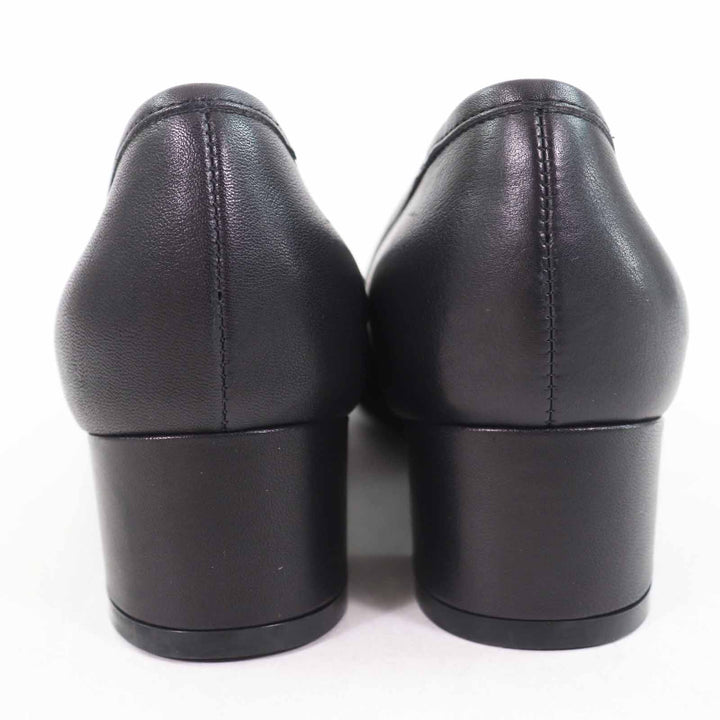 Excellent Salvatore Ferragamo pumps Gancini quilted chunky heel black leather