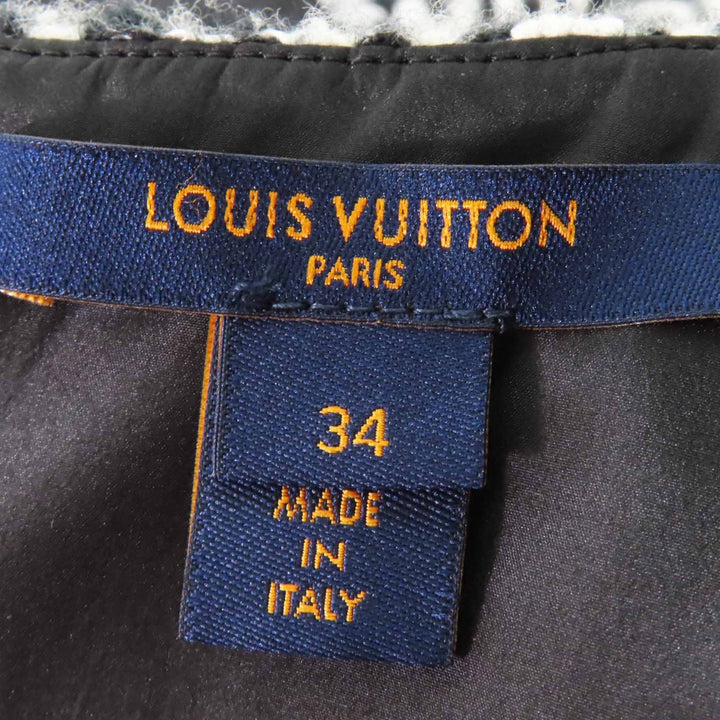Excellent LOUIS VUITTON one piece Short Sleeve with LV Buttons Black White wool
