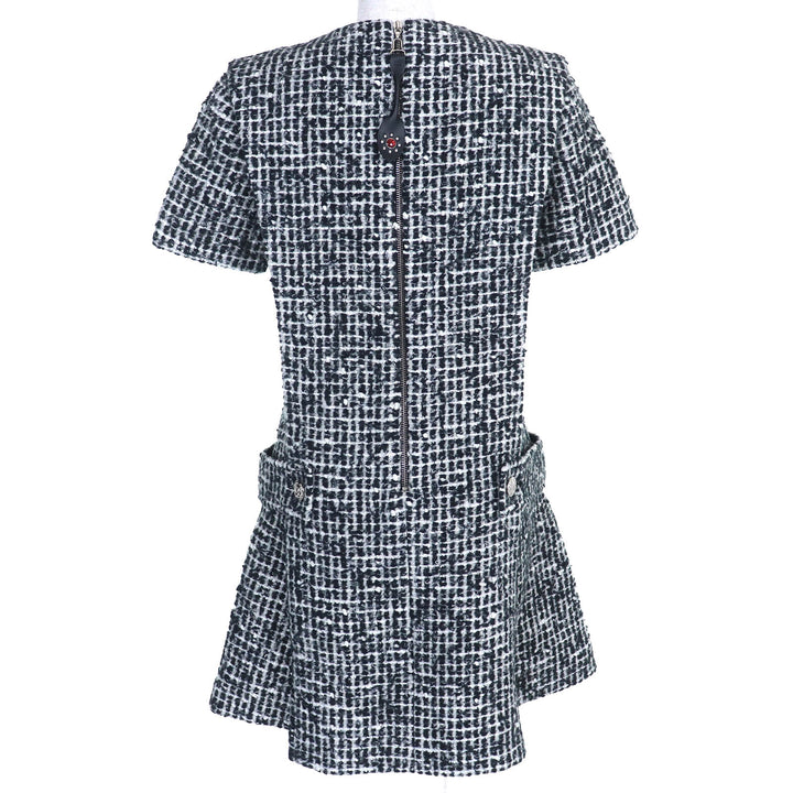 Excellent LOUIS VUITTON one piece Short Sleeve with LV Buttons Black White wool