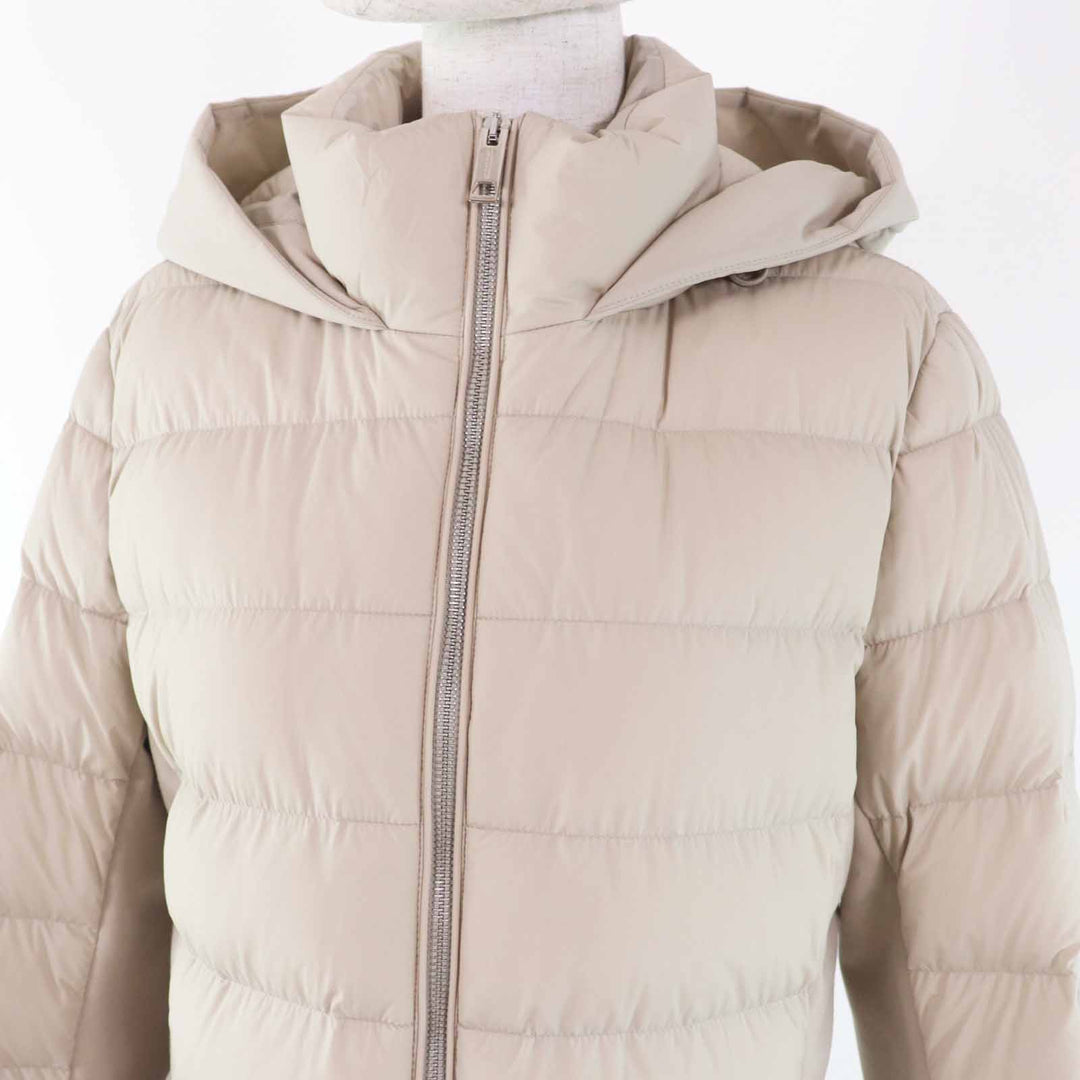 Excellent BURBERRY LONDON down coat Rubber logo patch, hooded, long Women M