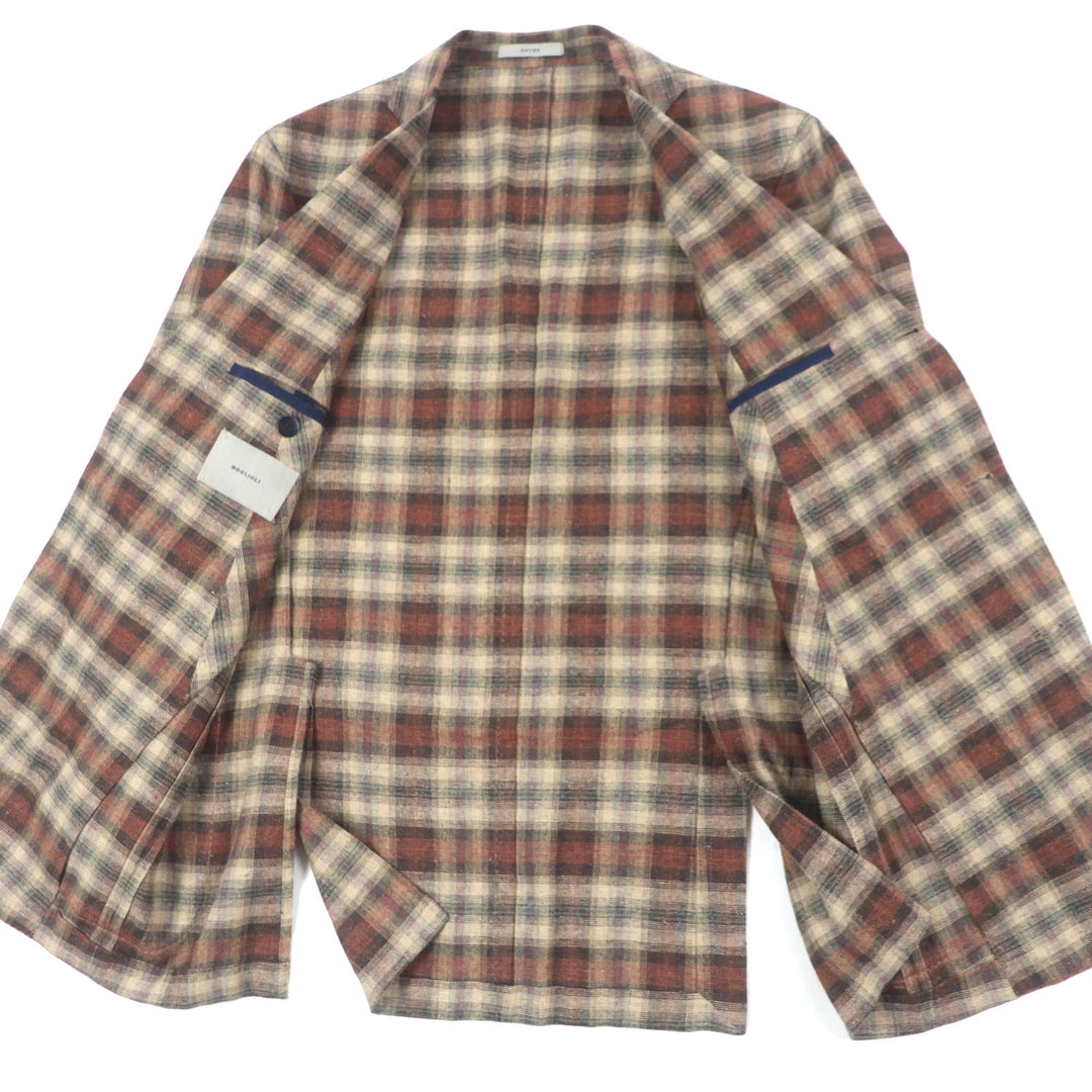 Excellent BOGLIOLI tailored jacket DOVER Check Pattern Single Jacket mens 50