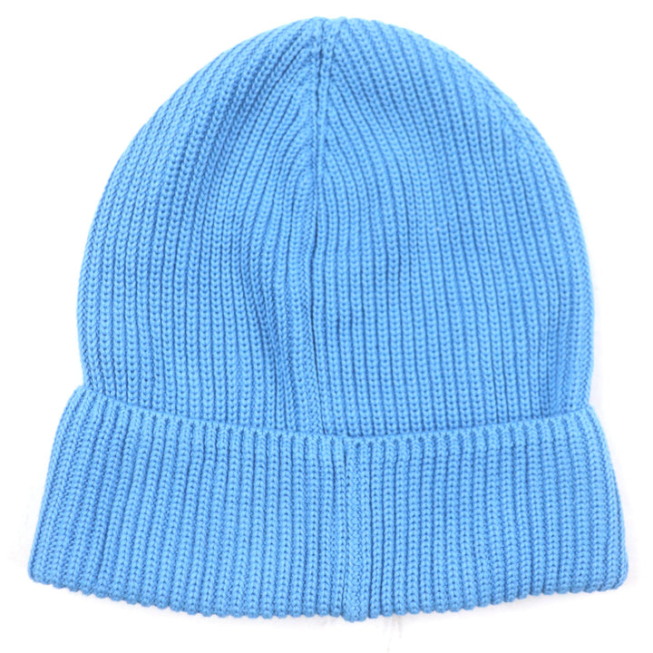 Excellent MONCLER Knit cap Hat with logo patch blue cotton mens