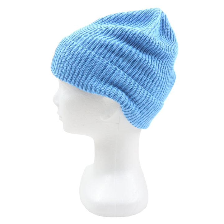Excellent MONCLER Knit cap Hat with logo patch blue cotton mens