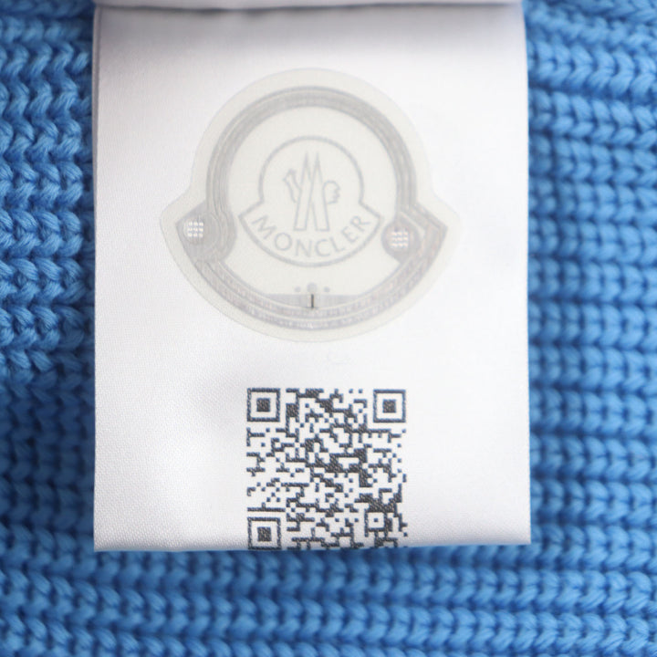 Excellent MONCLER Knit cap Hat with logo patch blue cotton mens