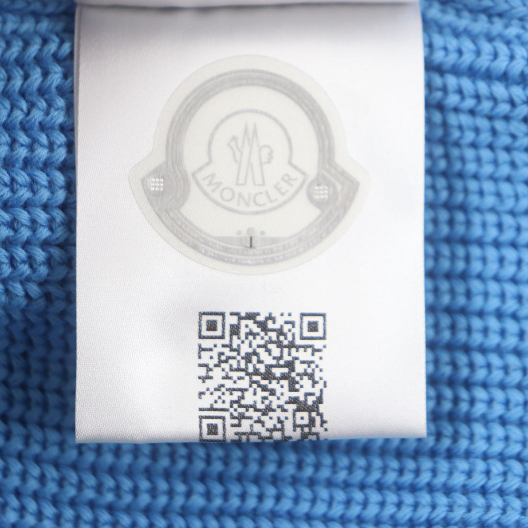 Excellent MONCLER Knit cap Hat with logo patch blue cotton mens