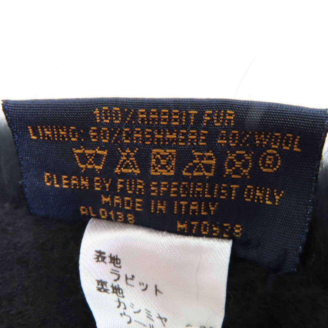 Excellent LOUIS VUITTON Scarf Echarpe LV Neon Black blue Rabbit Women M70928