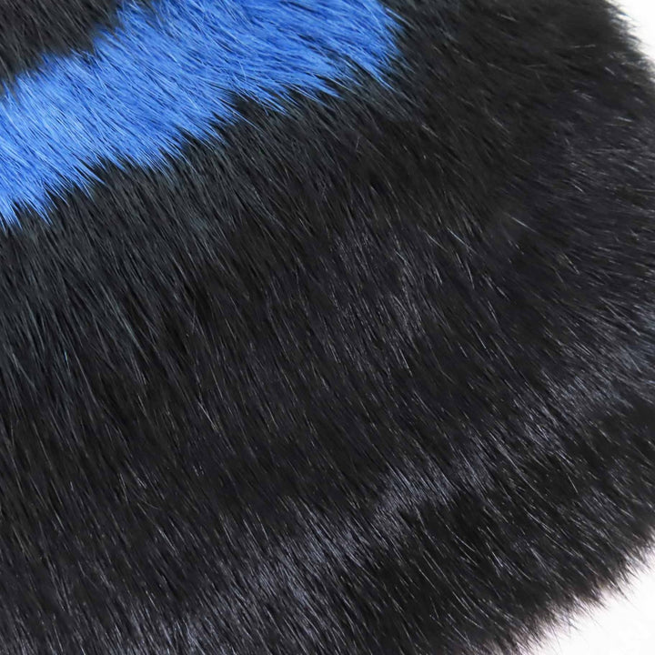 Excellent LOUIS VUITTON Scarf Echarpe LV Neon Black blue Rabbit Women M70928