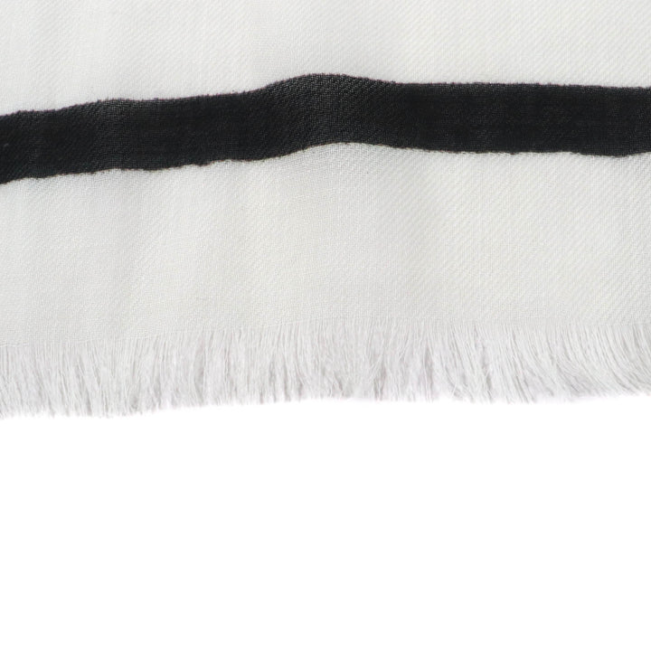 Excellent CHANEL shawl Tweed 2023 all-over patterned scarf with fringe cashmere