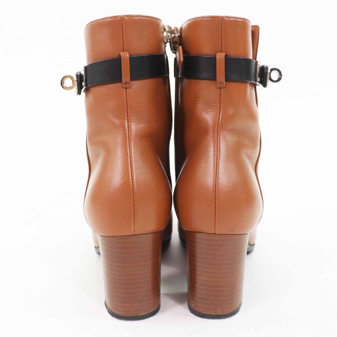 Great HERMES short boots Saint Germain Kelly Metal Brown black leather 35.5