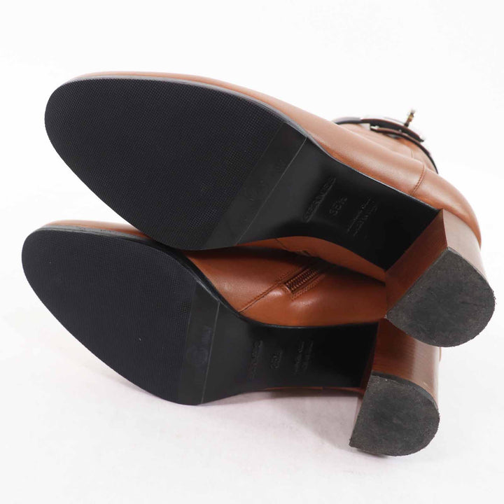 Great HERMES short boots Saint Germain Kelly Metal Brown black leather 35.5