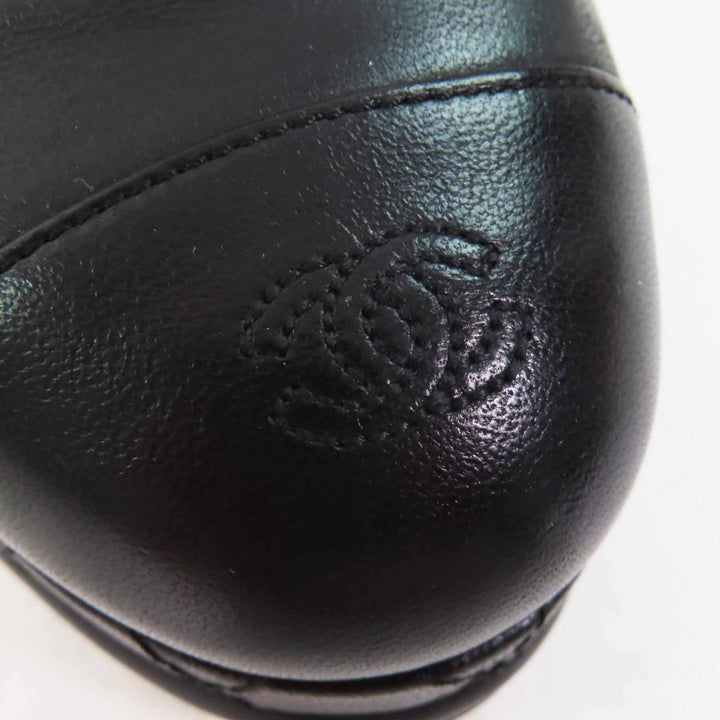 Excellent CHANEL pumps COCO Mark round toe black leather Women 36 G28461