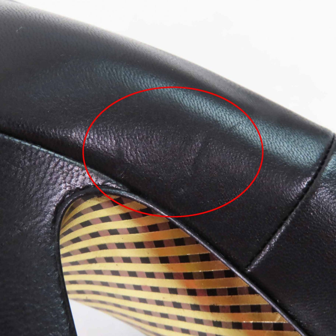 Excellent CHANEL pumps COCO Mark round toe black leather Women 36 G28461