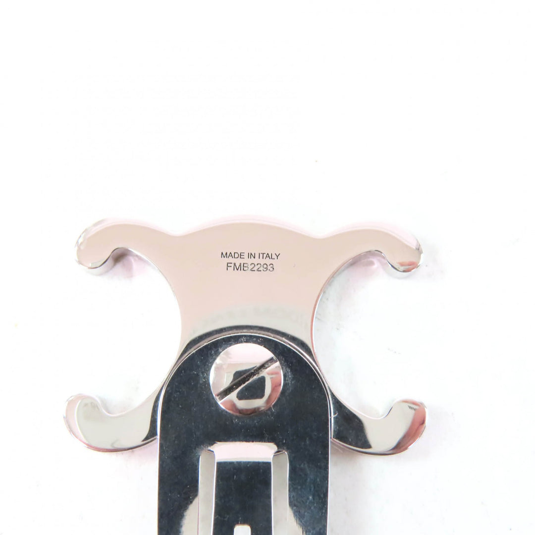 Excellent CELINE hair accessory Triomphe logo hair clip Silver Women