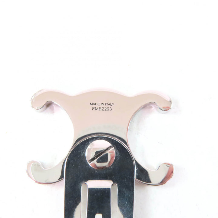 Excellent CELINE hair accessory Triomphe logo hair clip Silver Women